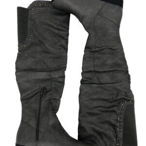 Bucco Gray Leather Heeled Boots | Versatile All-Season Wear